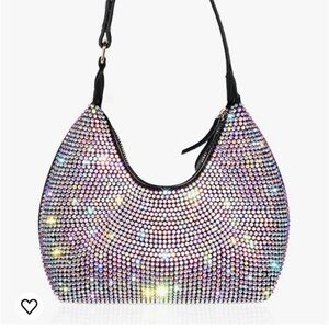 Rhinestone Handbag Black Clutch Purses for Women Evening